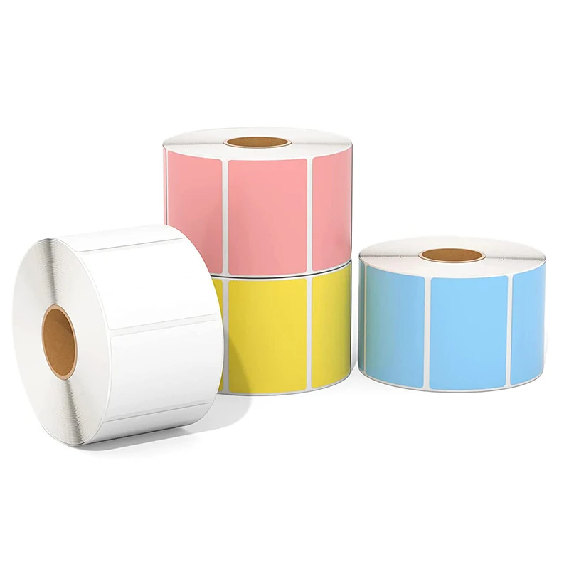 Colorful Labels On Rolls White Background